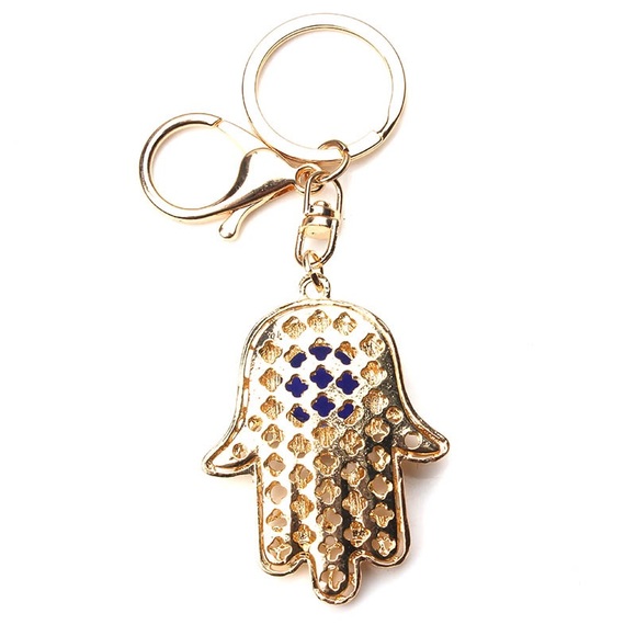 Bohemian Crystal Hamsa Hand with Evil Eye Keychain - Picture 5 of 15